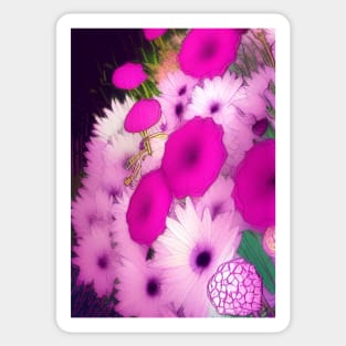 STYLISH PINK AND PURPLE FLOWER ARRANGEMENT Sticker